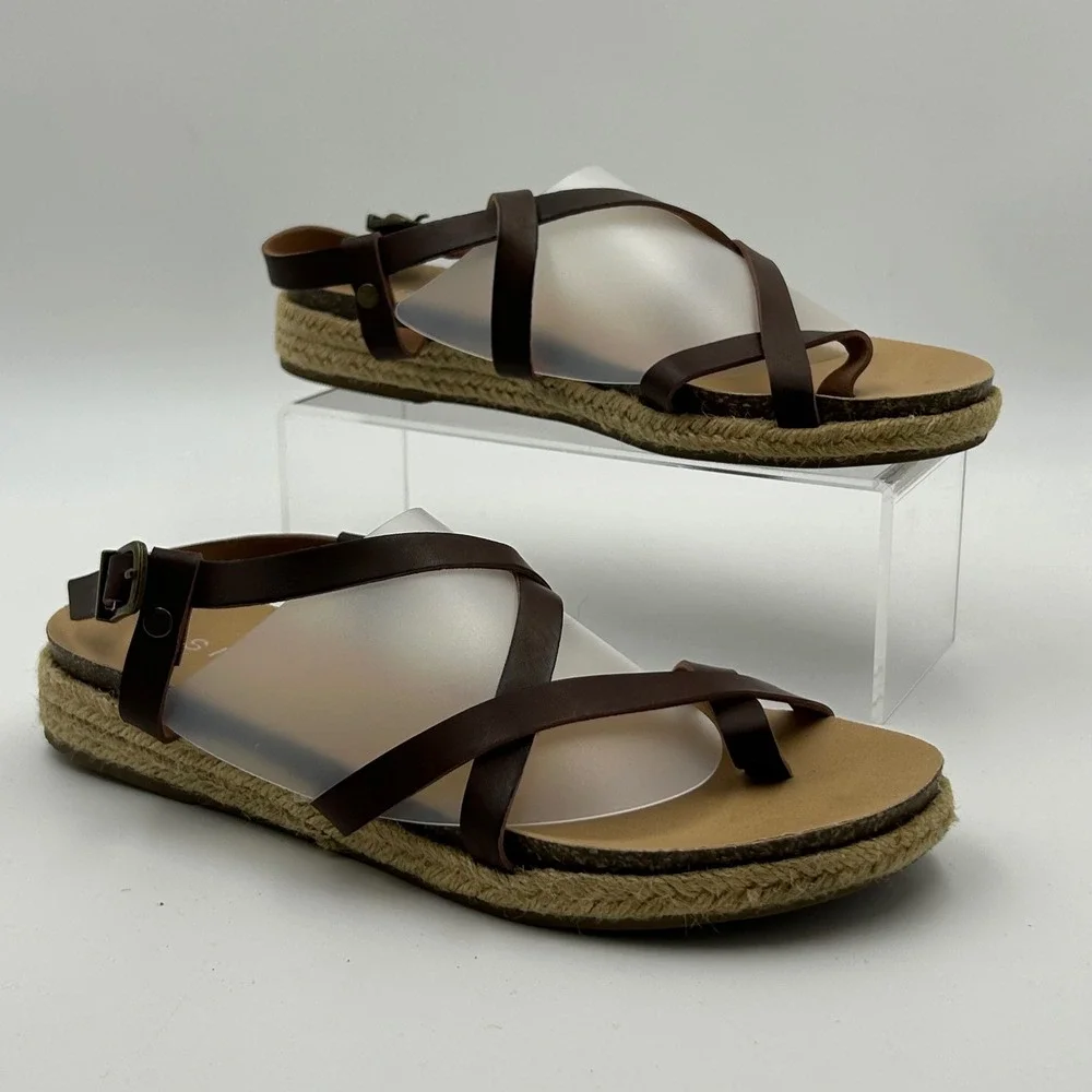 Esprit Judy Sandals Women 8 Brown Strappy Espadrille Flatform Boho Summer